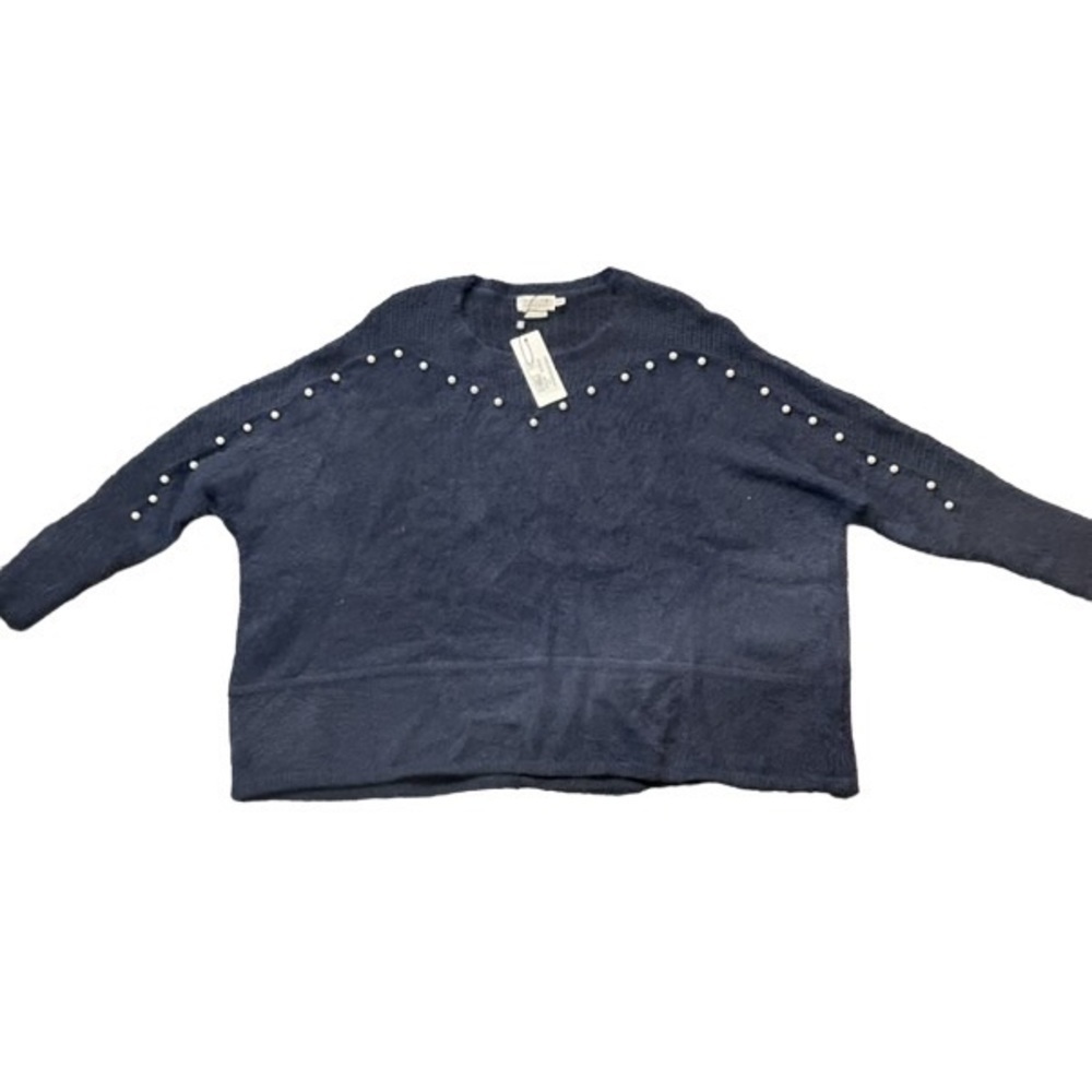 MOLLY Bracken Blue Sweater With Pearl Detailing Size L/XL NWT